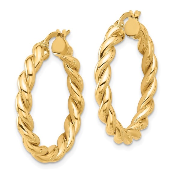 14k Polished Twisted Hoop Earrings - Picture 4 of 4